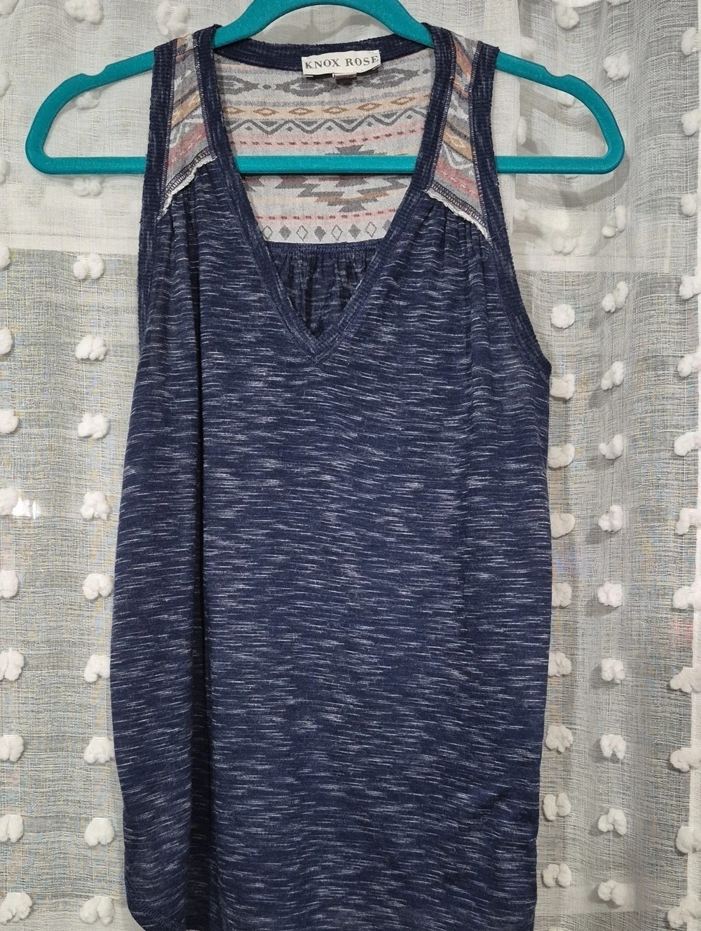 Knox Rose Women's Geometric Tank Top Blue & Gray Size Medium